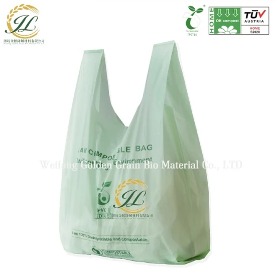 Sacos para Frutas e Legumes 100% Biodegradáveis ​​Sacos Compostáveis ​​Fabricante Sacos de Compras/Embalagens para Alimentos em Rolo Pbat/PLA/Palha de Milho TUV Ok Compostável